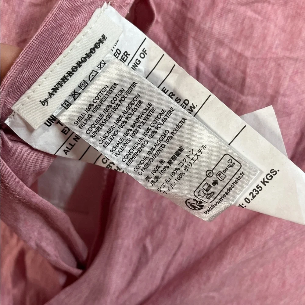 Anthropologie Landry Textured Pillow Sham Set New 20x36 Pink